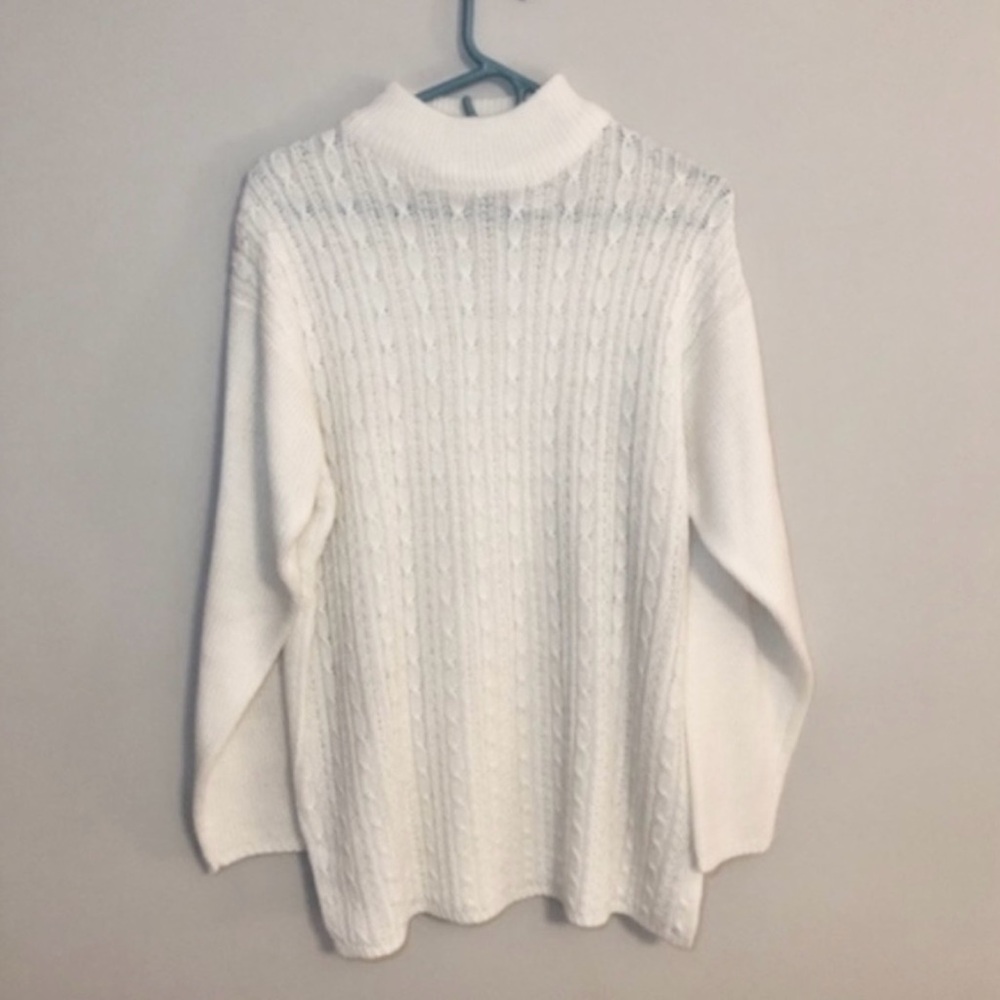 Vintage Cable Knit Mock Neck Sweater